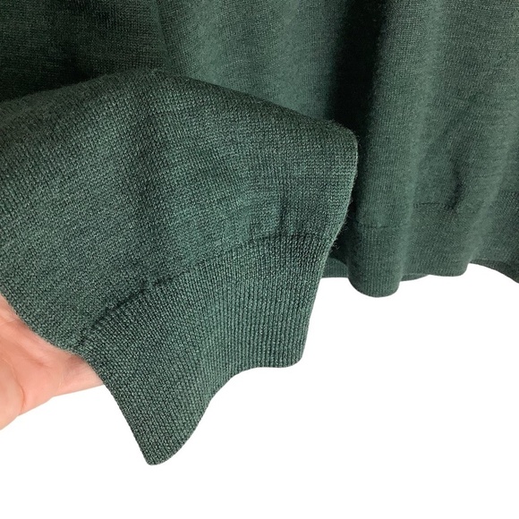 J Crew 100% Italian Merino Wool V Neck Pullover Sweater in Hunter Green - Picture 2 of 13